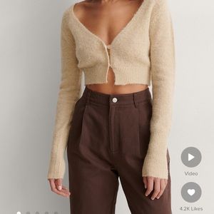 Cropped knitted alpaca cardigan